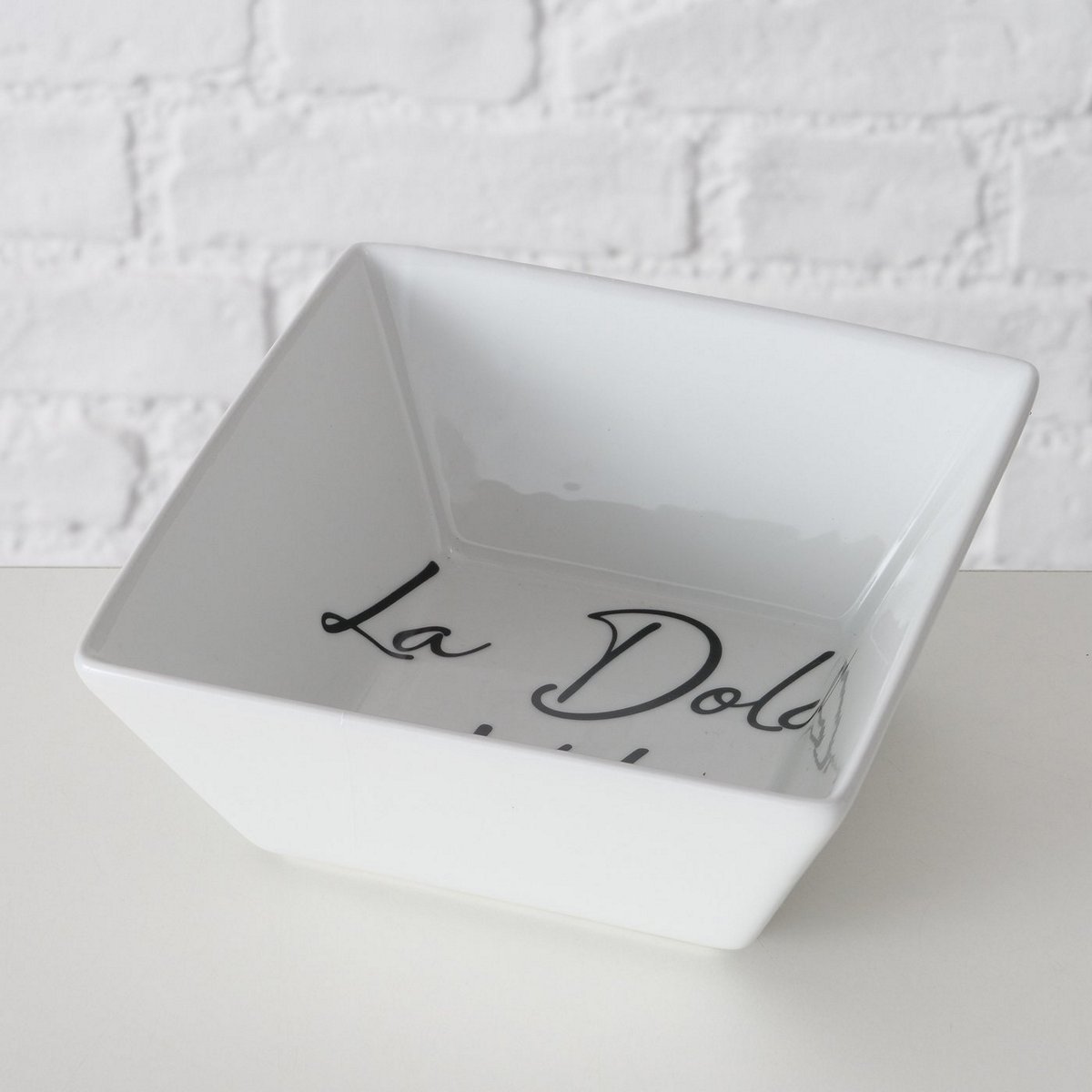 ΜΠΟΛ Dolce Vita ΤΕΤΡΑΓΩΝΟ ΛΕΥΚΟ/ΜΑΥΡΟ 15x15x6cm 550ml ΠΟΡΣΕΛΑΝΗ Dishwasher safe image