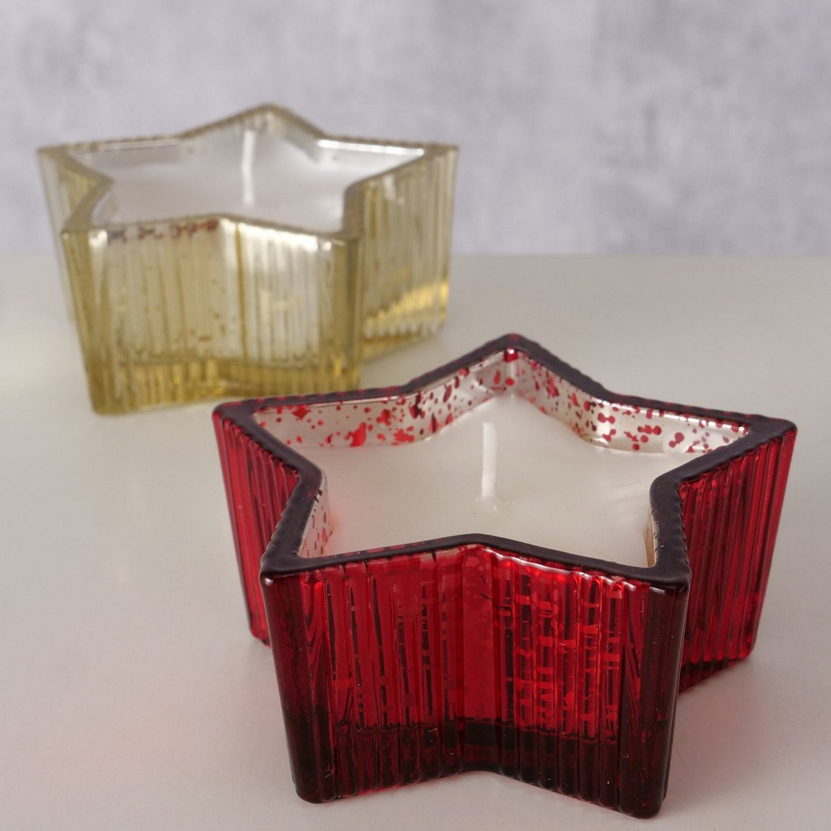 ΚΕΡΙ ΑΣΤΕΡΙ 2/ass Stelly 9X9X4cm ΚΟΚΚΙΝΟ ΧΡΥΣΟ ΓΥΑΛΙ ΠΑΡΑΦΙΝΗ image