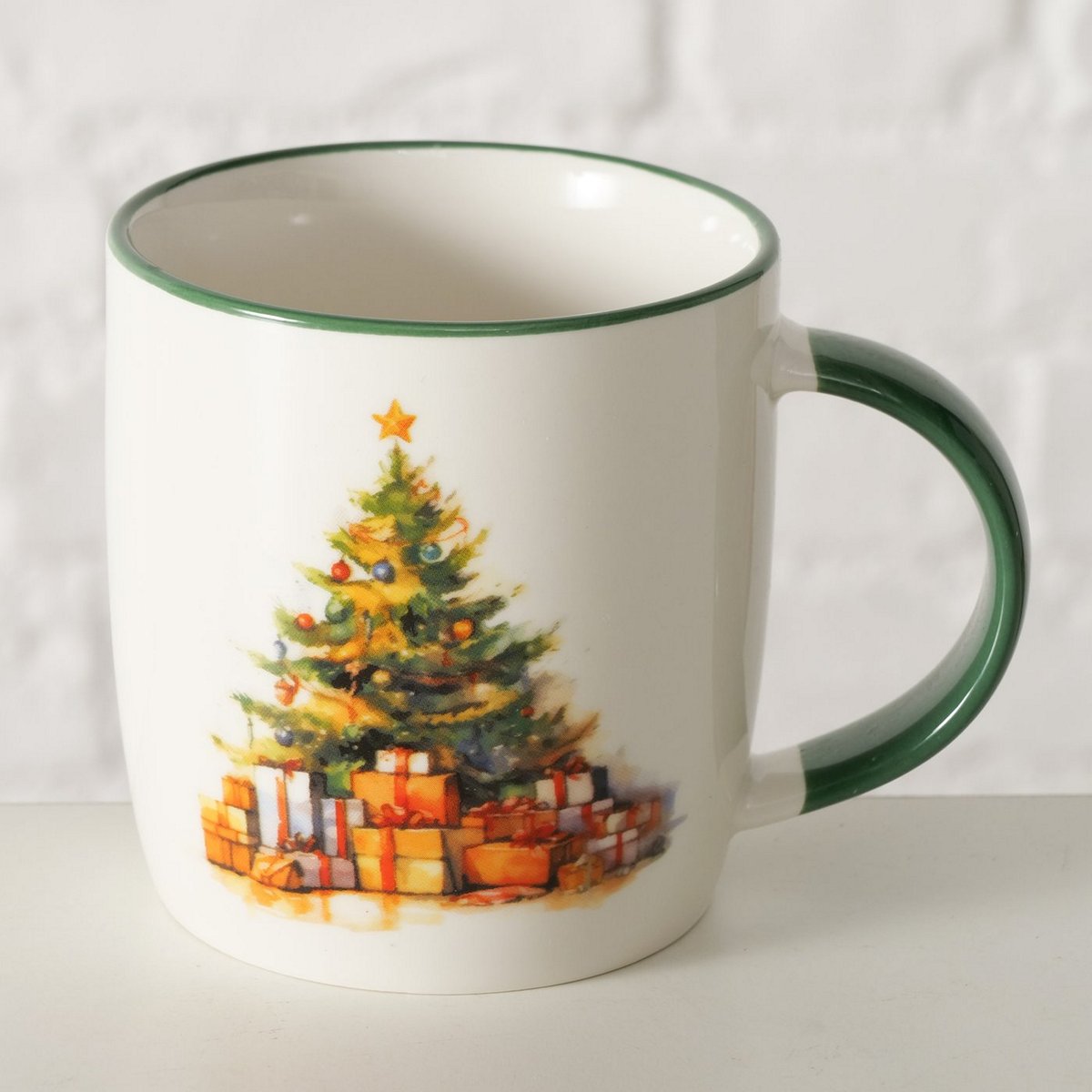 ΚΟΥΠΑ ΧΡΙΣΤΟΥΓΕΝΝΙΑΤΙΚΟ ΔΕΝΤΡΟ Navis 340ml Dishwasher proof ΕΚΡΟΥ ΠΡΑΣΙΝΟ New Bone image