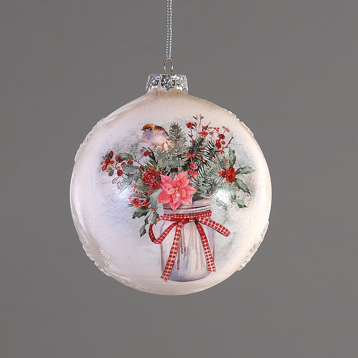 ΜΠΑΛΑ ΛΕΥΚΗ 12cm ΣΧΕΔΙΟ ΜΠΟΥΚΕΤΟ ΛΟΥΛΟΥΔΙΑ ΓΥΑΛΙ image