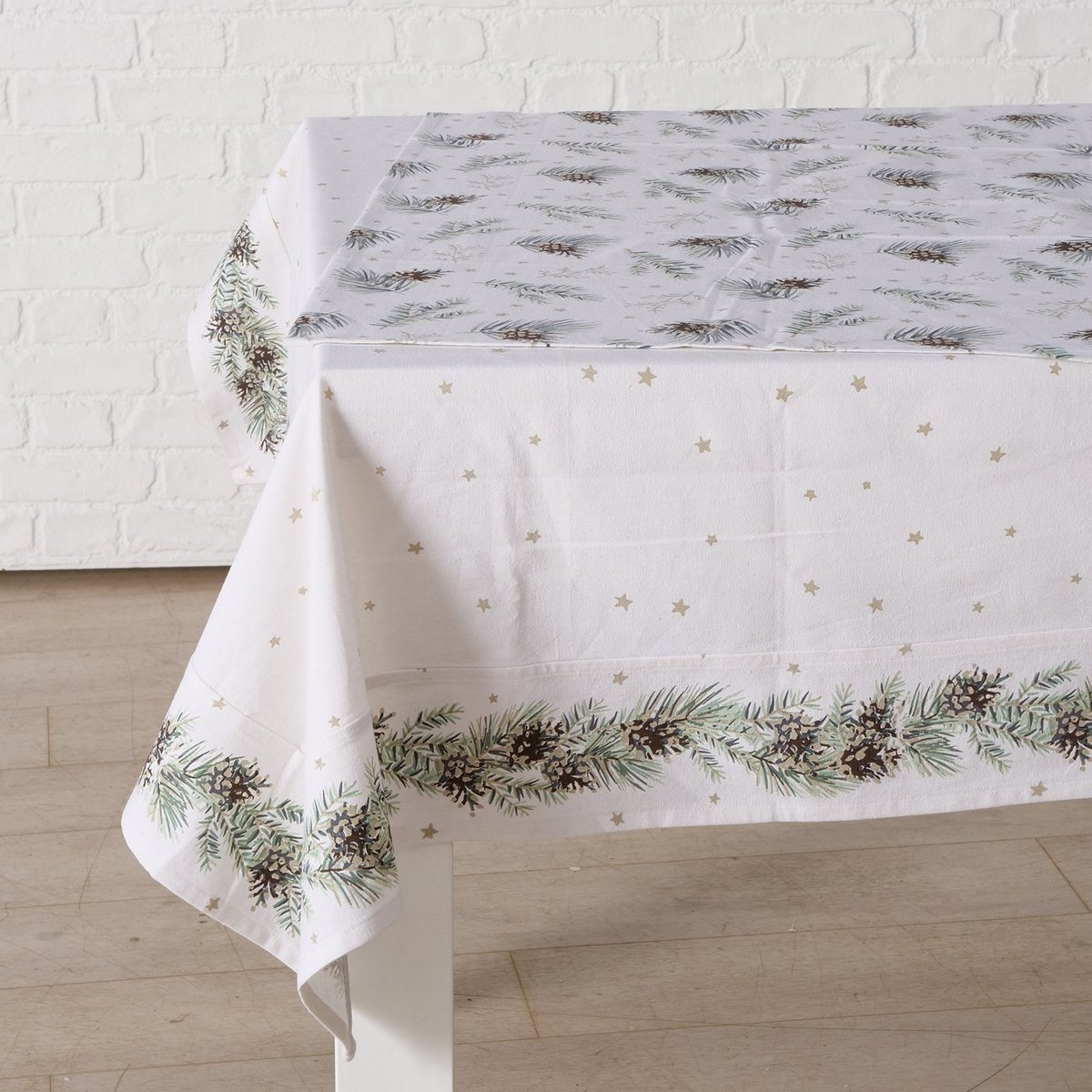 ΤΡΑΠΕΖΟΜΑΝΤΗΛΟ 2/ass ΣΧΕΔΙΟ ΚΟΥΚΟΥΝΑΡΙΑ Tilburg L178cm W138cm ΛΕΥΚΟ ΠΡΑΣΙΝΟ Cotton image