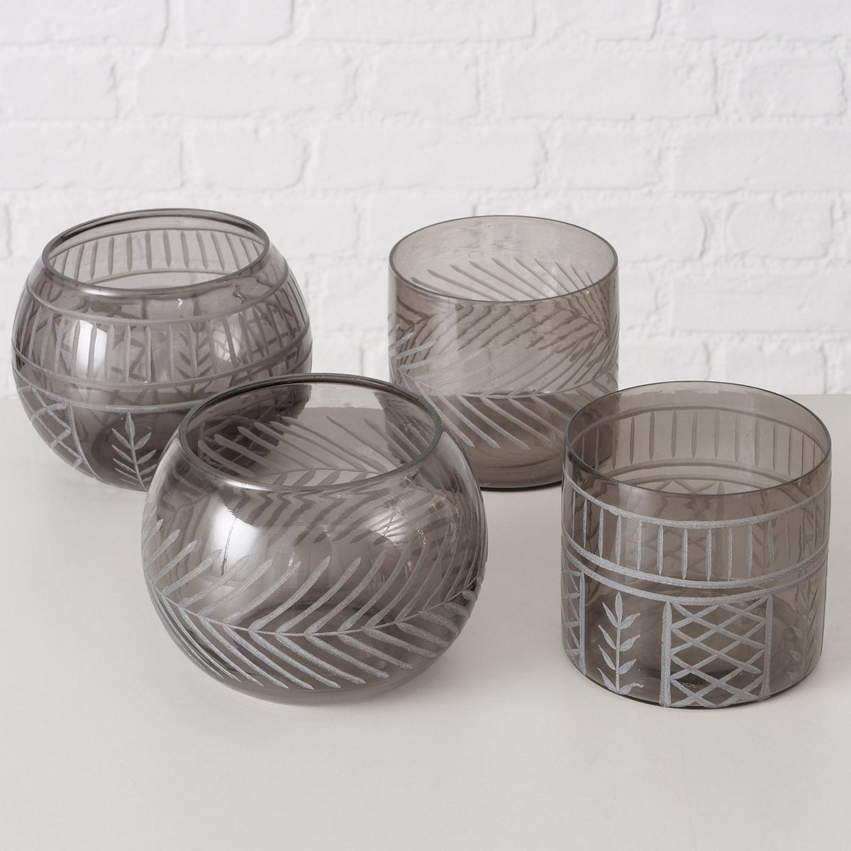 ΚΗΡΟΠΗΓΙΟ ΜΕ ΣΚΑΛΙΣΜΑ 4/ass Carva H11cm ΓΚΡΙ ΓΥΑΛΙ image