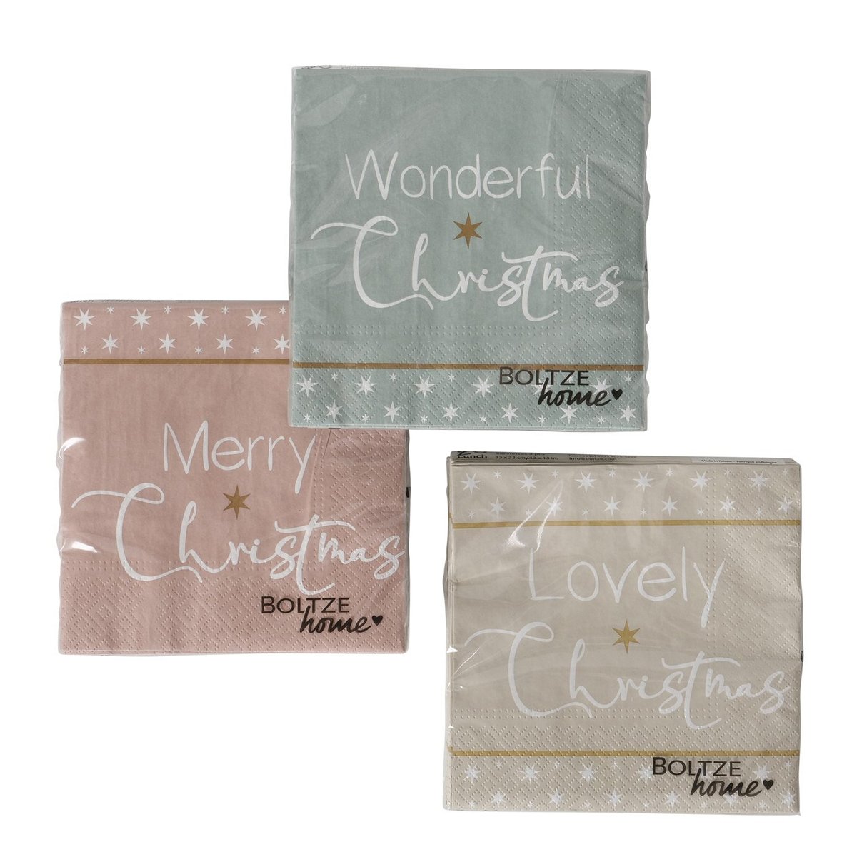 ΧΑΡΤΟΠΕΤΣΕΤΕΣ 3/ass 20τμχ CHRISTMAS Grace ΑΝ.ΚΑΦΕ ΓΚΡΙ ΡΟΖ ΑΝΤΙΚΕ ΧΑΡΤΙ image