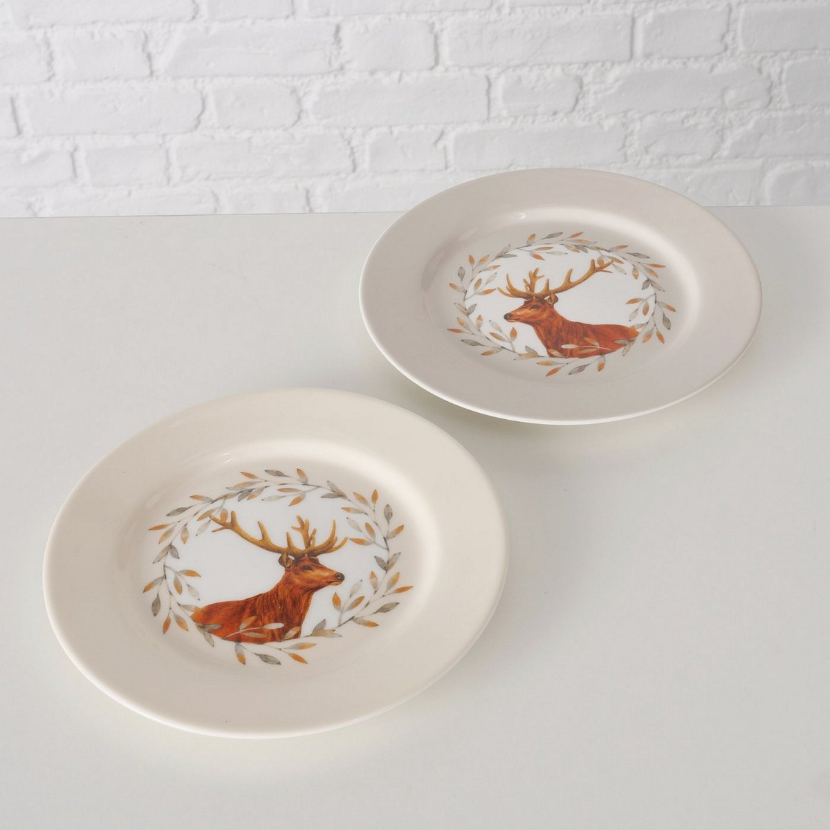 ΠΙΑΤΟ 2/ass ΣΧΕΔΙΟ ΕΛΑΦΙ Egon D20cm ΜΠΕΖ ΚΑΦΕ Dishwasher safe New Bone ΠΟΡΣΕΛΑΝΗ image