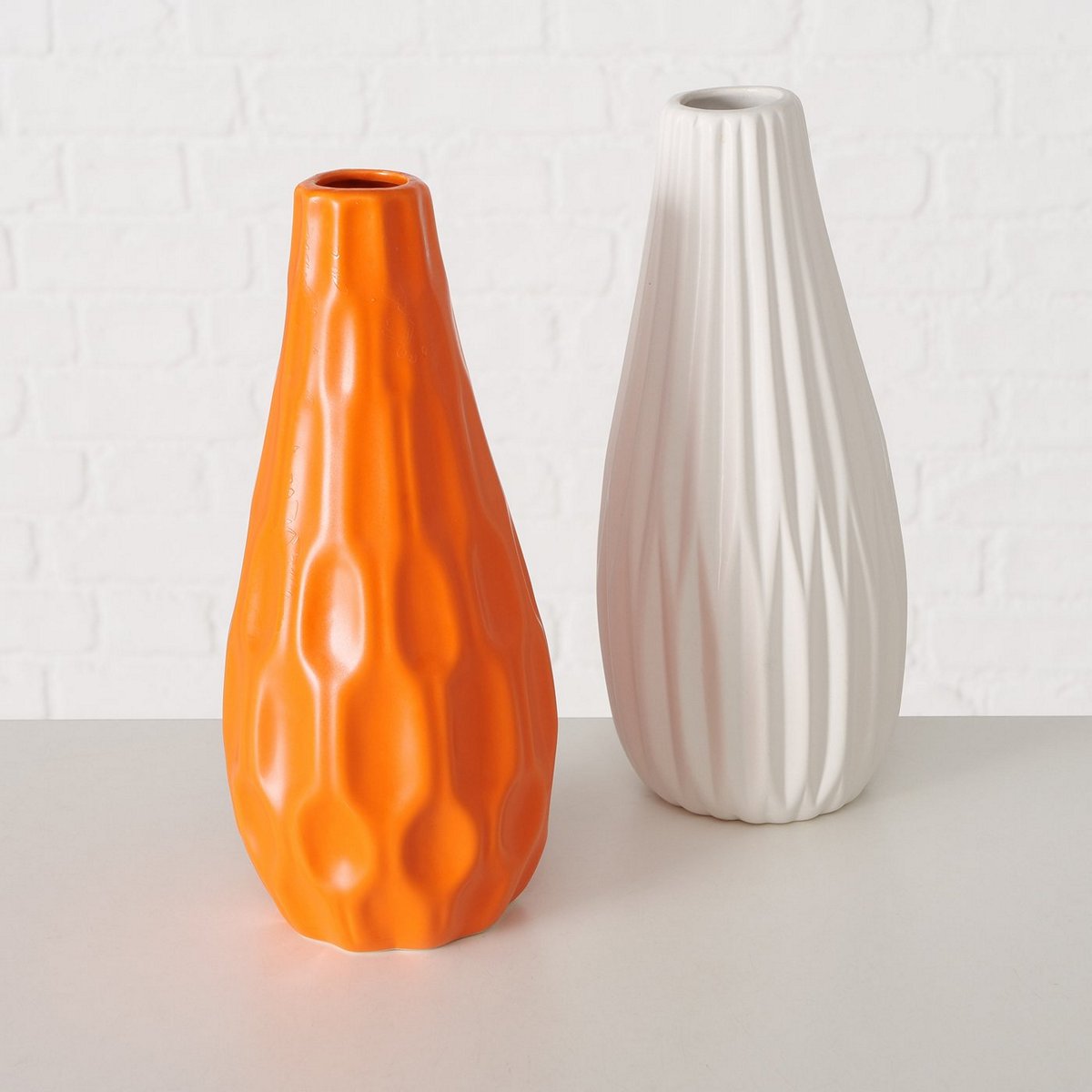 ΒΑΖΟ 2/ass Lenja ΛΕΥΚΟ ΠΟΡΤΟΚΑΛΙ D10 H24cm ΚΕΡΑΜΙΚΟ image