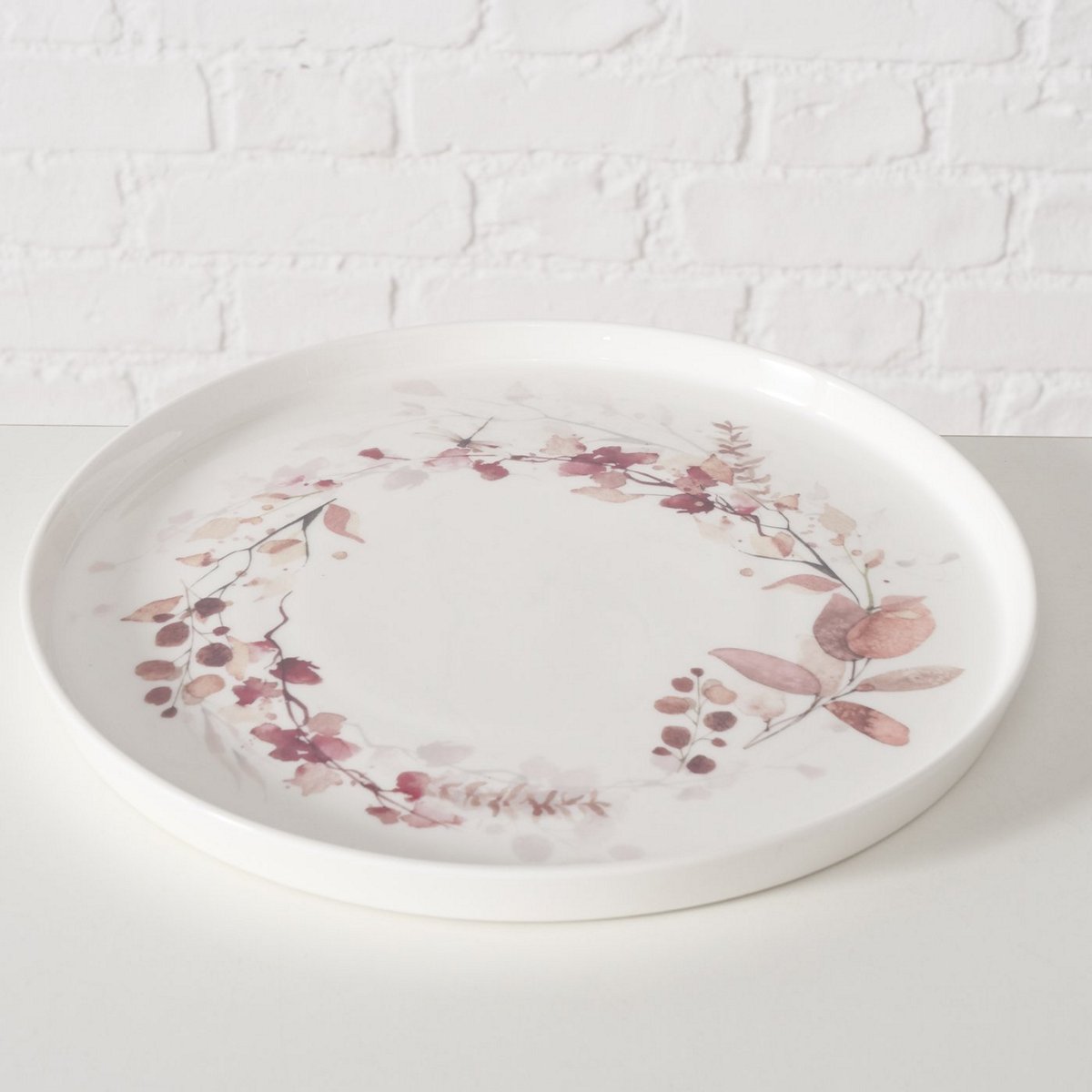 ΠΙΑΤΕΛΑ Bernada ΣΧΕΔΙΟ ΦΥΛΛΑ ΚΑΦΕ ΡΟΖ D26cm Dishwasher proof New Bone ΠΟΡΣΕΛΑΝΗ image