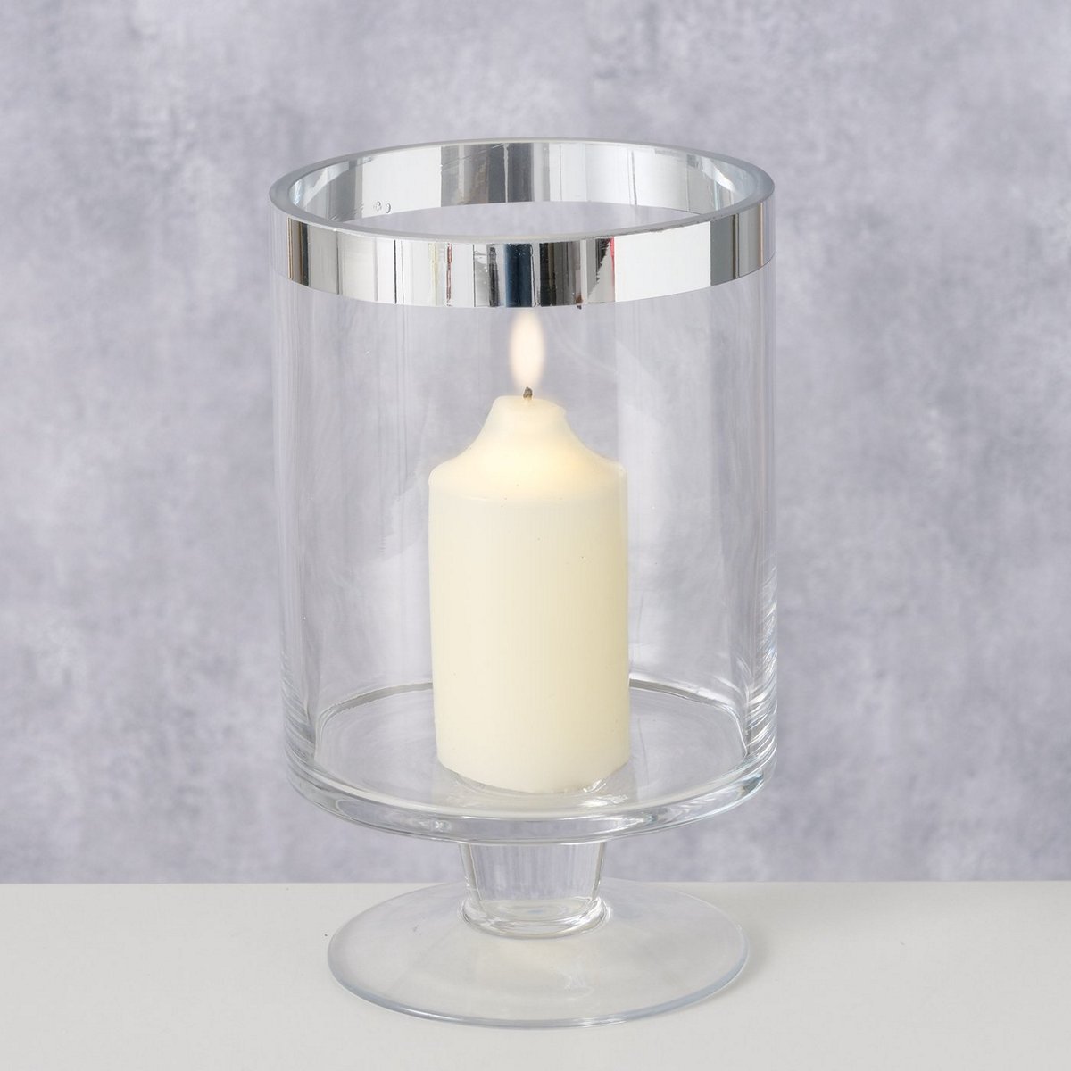 ΚΗΡΟΠΗΓΙΟ Latos ΜΕ ΠΟΔΙ ΓΥΑΛΙ ΔΙΑΦΑΝΕΣ ΡΙΓΑ ΑΣΗΜΙ H20cm D12 image