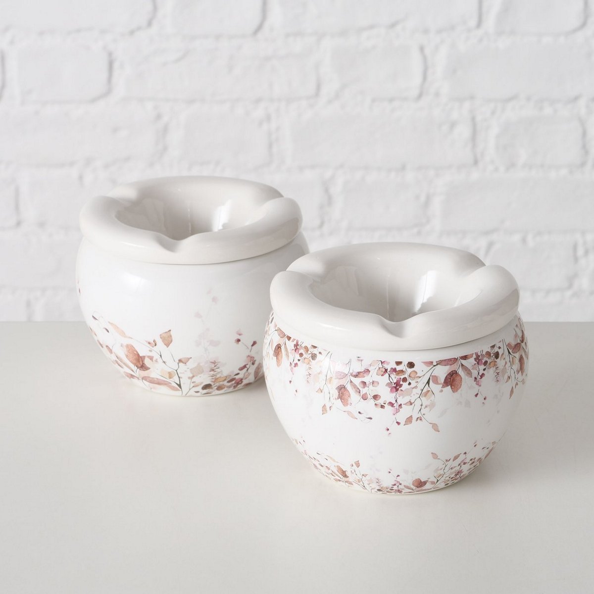 ΣΤΑΧΤΟΔΟΧΕΙΟ 2/ass ΣΧΕΔΙΟ ΦΥΛΛΑ ΚΑΦΕ ΡΟΖ Bernada H8cm D10cm ΔΟΛΟΜΙΤΗΣ image