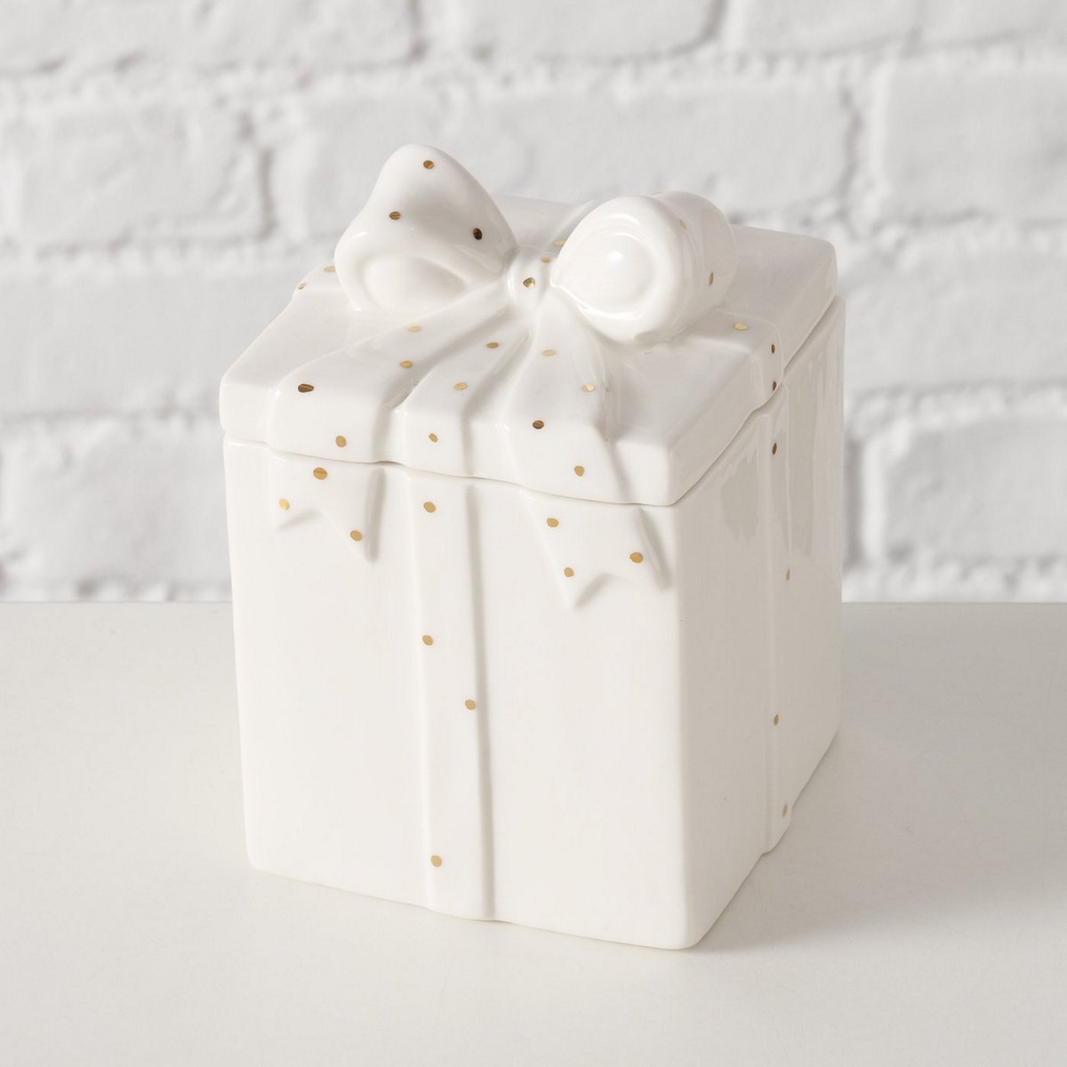 ΔΟΧΕΙΟ ΑΠΟΘΗΚΕΥΣΗΣ ΛΕΥΚΟ ΚΟΥΤΙ ΔΩΡΟΥ ΠΟΥΑ ΧΡΥΣΟ Daysi Dishwasher proof 9Χ9Χ13cm ΠΟΡΣΕΛΑΝΗ image