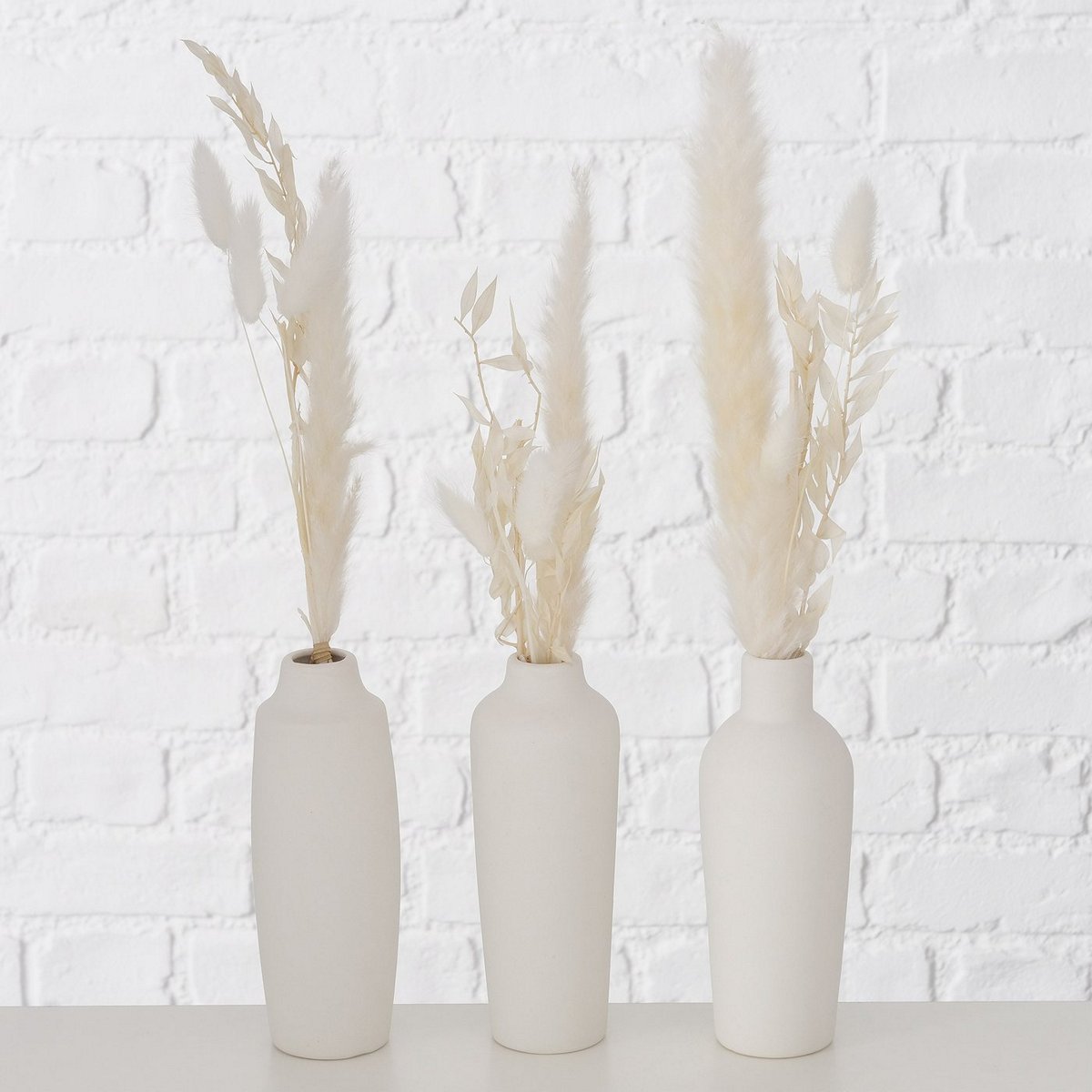 ΒΑΖΟ 3/ass Bianca ΜΕ ΑΠΟΞΗΡΑΜΕΝΑ ΑΝΘΗ H16cm D6cm ΠΟΡΣΕΛΑΝΗ image