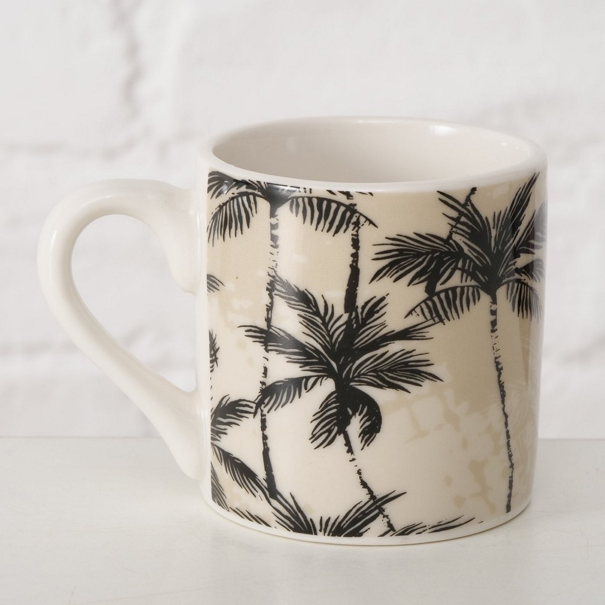 ΦΛΙΤΖΑΝΙ ESPRESSO ΣΧΕΔΙΟ ΦΟΙΝΙΚΑΣ Palma 6Χ6cm ΜΠΕΖ ΜΑΥΡΟ New Bone ΠΟΡΣΕΛΑΝΗ image