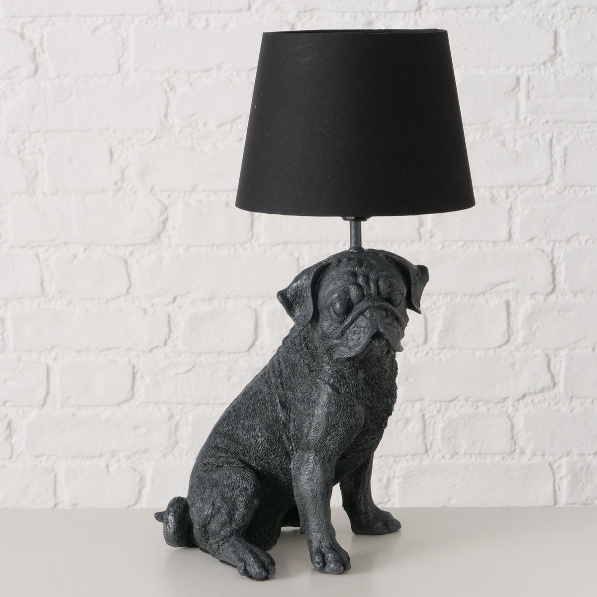 ΛΑΜΠΑ ΕΠΙΤΡΑΠΕΖΙΑ ΣΚΥΛΟΣ ΓΚΡΙ Bulldogge ΜΑΥΡΟ ΚΑΠΕΛΟ 25Χ19Χ44cm Polyresin image