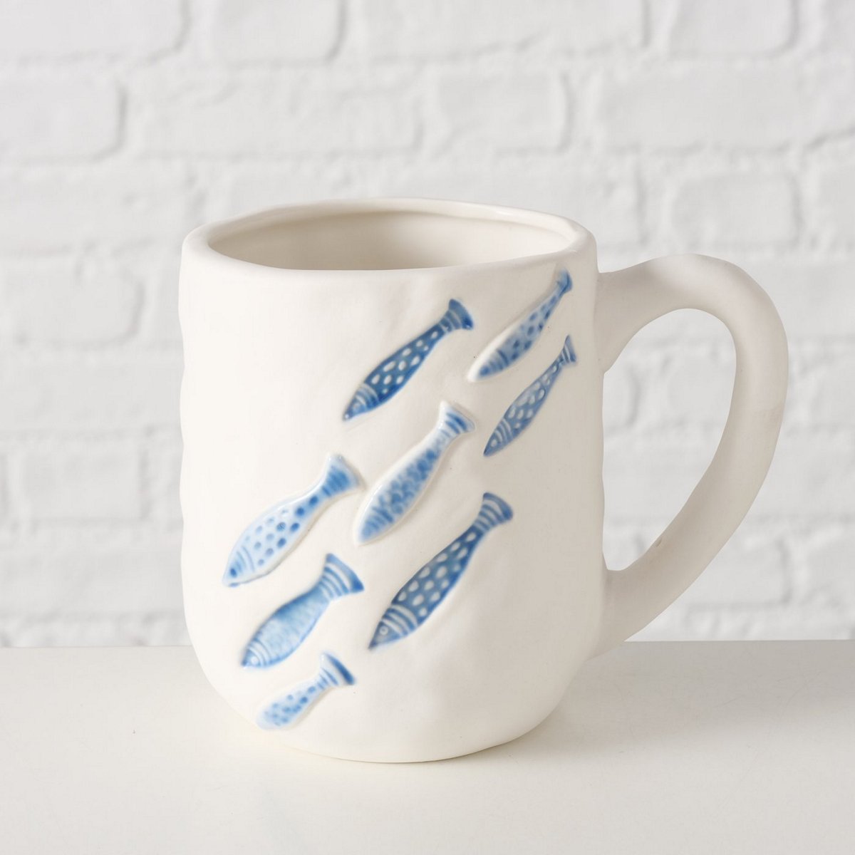 ΚΟΥΠΑ Jumbo ΣΧΕΔΙΟ ΨΑΡΙΑ Pina 480ml ΜΠΛΕ ΛΕΥΚΟ 12Χ10Χ11cm ΚΕΡΑΜΙΚΟ image