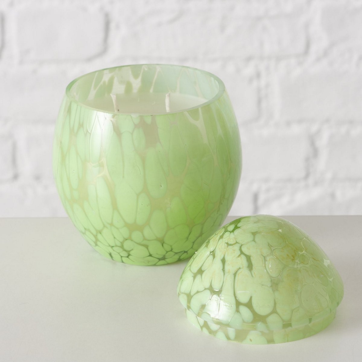 ΚΕΡΙ ΣΕ ΑΥΓΟ Paska ΑΝ ΠΡΑΣΙΝΟ H12cm D9cm ΓΥΑΛΙ ΠΑΡΑΦΙΝΗ image