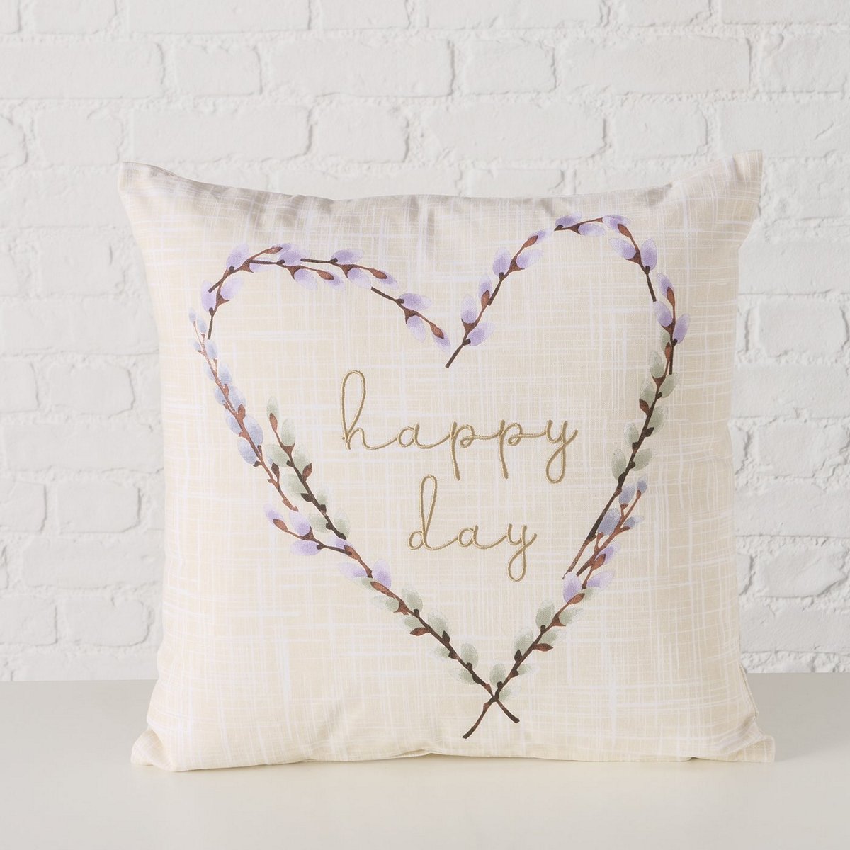 ΜΑΞΙΛΑΡΙ Salix Heart Λουλουδάτο ΜΩΒ Cotton ΕΚΡΟΥ 45Χ45Χ12cm image
