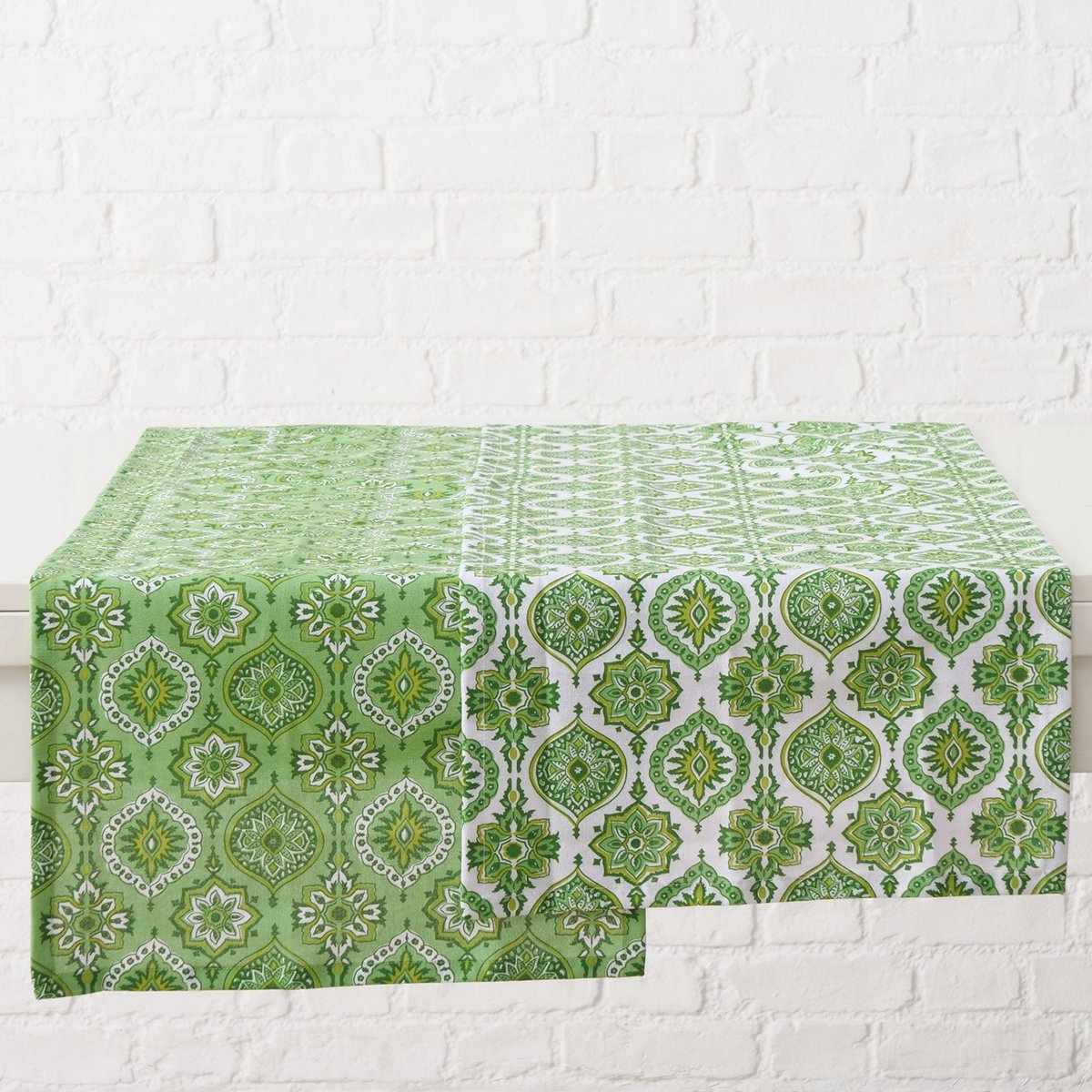 ΤΡΑΒΕΡΣΑ 2/ass Portofino ΠΡΑΣΙΝΟ ΛΕΥΚΟ 142X41cm cotton image