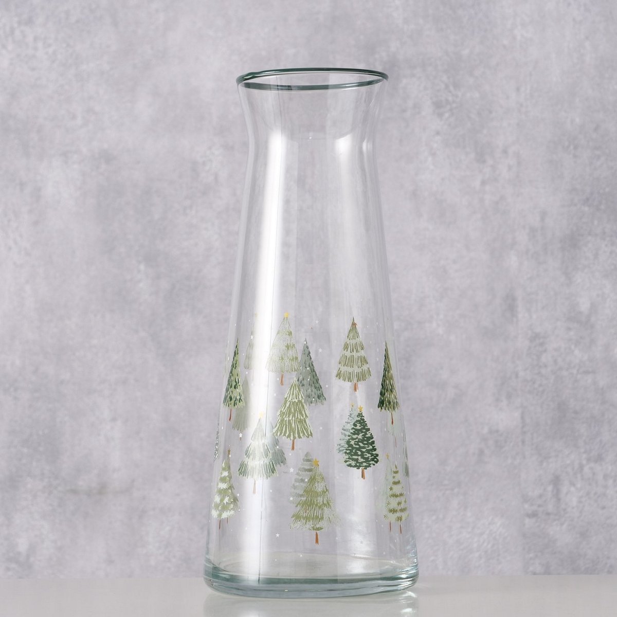 ΚΑΡΑΦΑ Trimas 1.145 ml ΓΥΑΛΙ ΔΙΑΦΑΝΟ ΜΕ ΠΡΑΣΙΝΑ ΔΕΝΤΡΑ H25cm D10 image