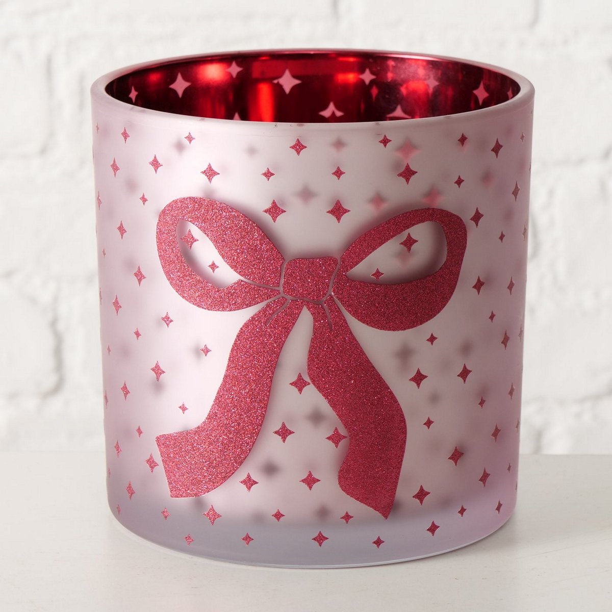 ΚΗΡΟΠΗΓΙΟ ΦΙΟΓΚΟΣ ΚΟΚΚΙΝΟΣ ΠΟΥΑ Boucle H15cm D15cm ΡΟΖ ΓΥΑΛΙ image