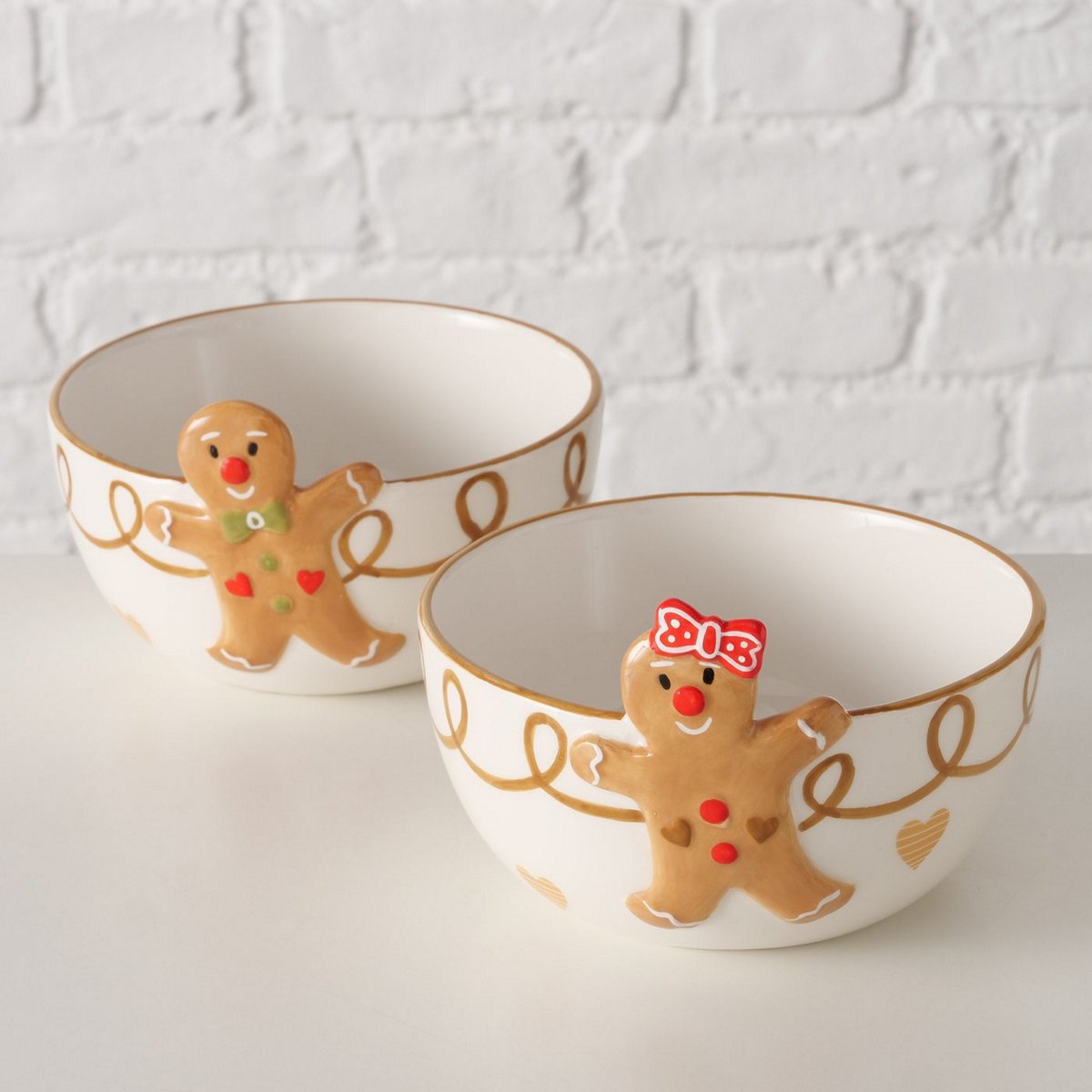 ΜΠΟΛ 2/ass ΜΕ ΜΠΙΣΚΟΤΟΠΑΙΔΟ ΛΕΥΚΟ ΚΑΦΕ Ginger 680ml H10cm ΚΕΡΑΜΙΚΟ image