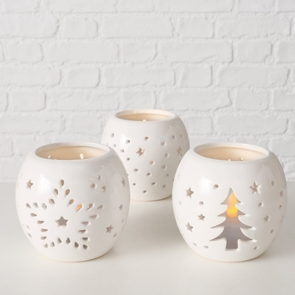 ΚΗΡΟΠΗΓΙΟ 3/ass ΛΕΥΚΟ ΔΙΑΤΡΗΤΟ Lyma H8cm D9cm ΚΕΡΑΜΙΚΟ image