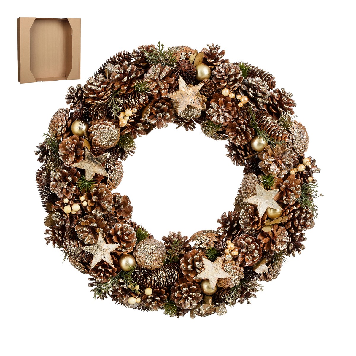 ΣΤΕΦΑΝΙ ΜΕ ΚΟΥΚΟΥΝΑΡΙΑ ΧΡΥΣΕΣ ΜΠΑΛΕΣ h10 d50cm image