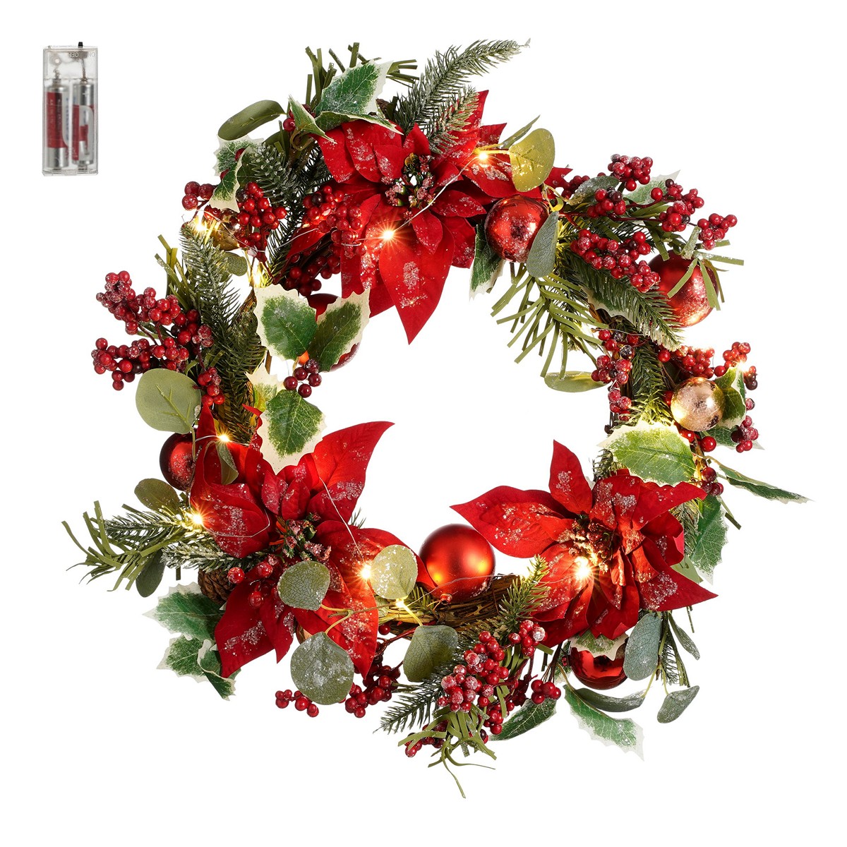 ΣΤΕΦΑΝΙ ΑΛΕΞΑΝΔΡΙΝΟ ΚΟΚΚΙΝΟ ΠΑΓΩΜΕΝΟ 20 led ΜΠΑΤΑΡΙΑΣ h10 d55cm image