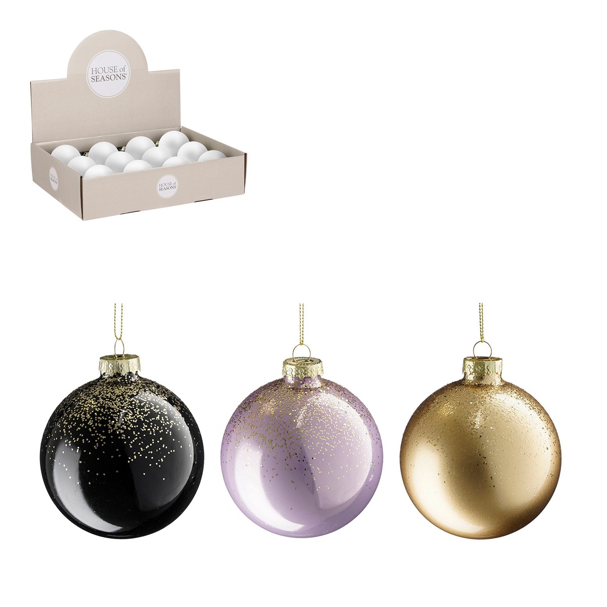 ΜΠΑΛΑ 3/ass ΧΡΙΣΤΟΥΓ ΜΑΥΡΟ ΜΩΒ ΧΡΥΣΟ d8cm ΓΥΑΛΙ image