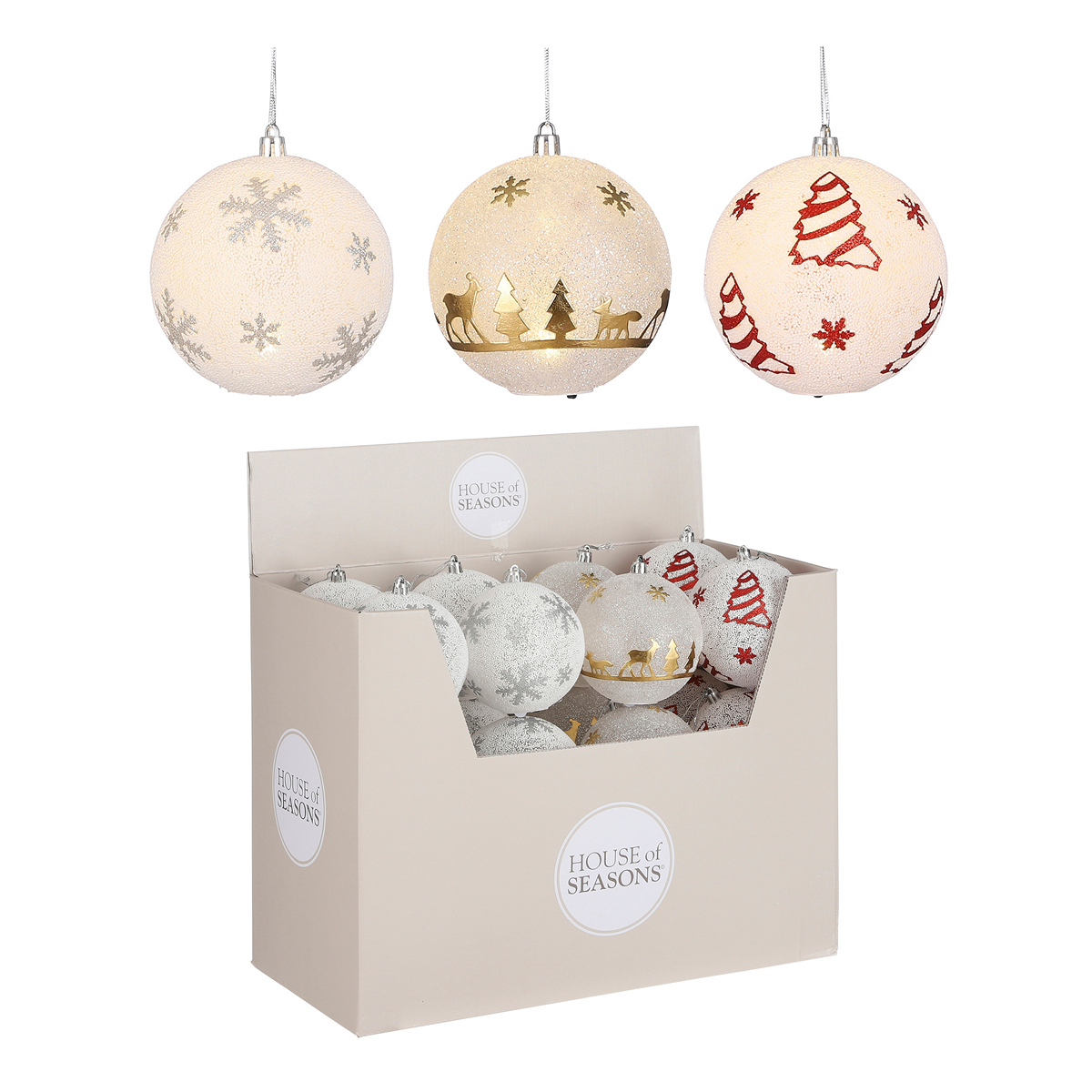 ΜΠΑΛΑ 3/ass Led ΑΣΗΜΙ ΧΡΥΣΟ ΚΟΚΚΙΝΟ battery operated - D10cm PE (polyethylene) ΑΘΡΑΥΣΤΟ image