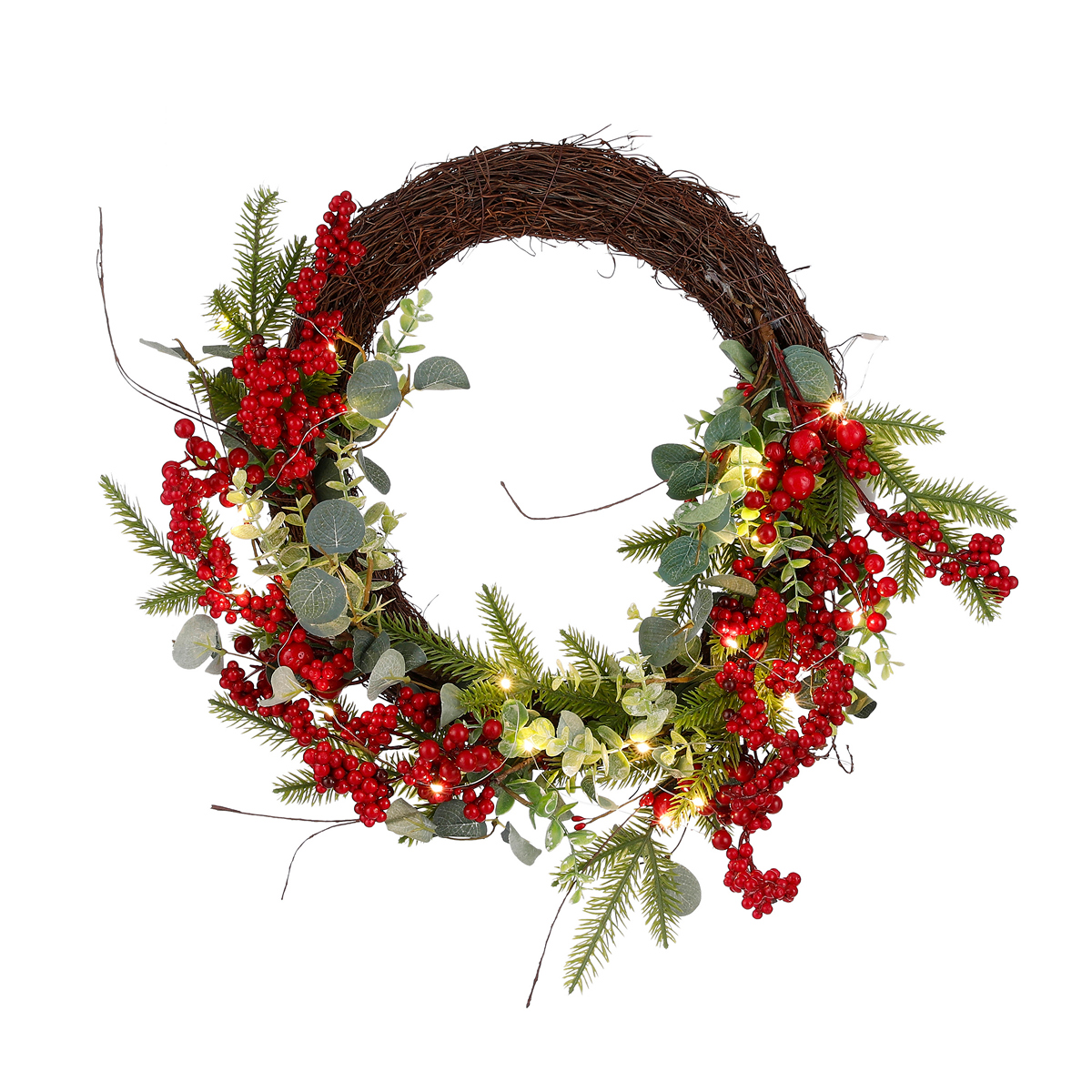 ΣΤΕΦΑΝΙ ΜΕ ΓΚΙ 20led ΠΡΑΣΙΝΟ/ΚΟΚΚΙΝΟ battery operated - L50 h15 d50cm polyester image