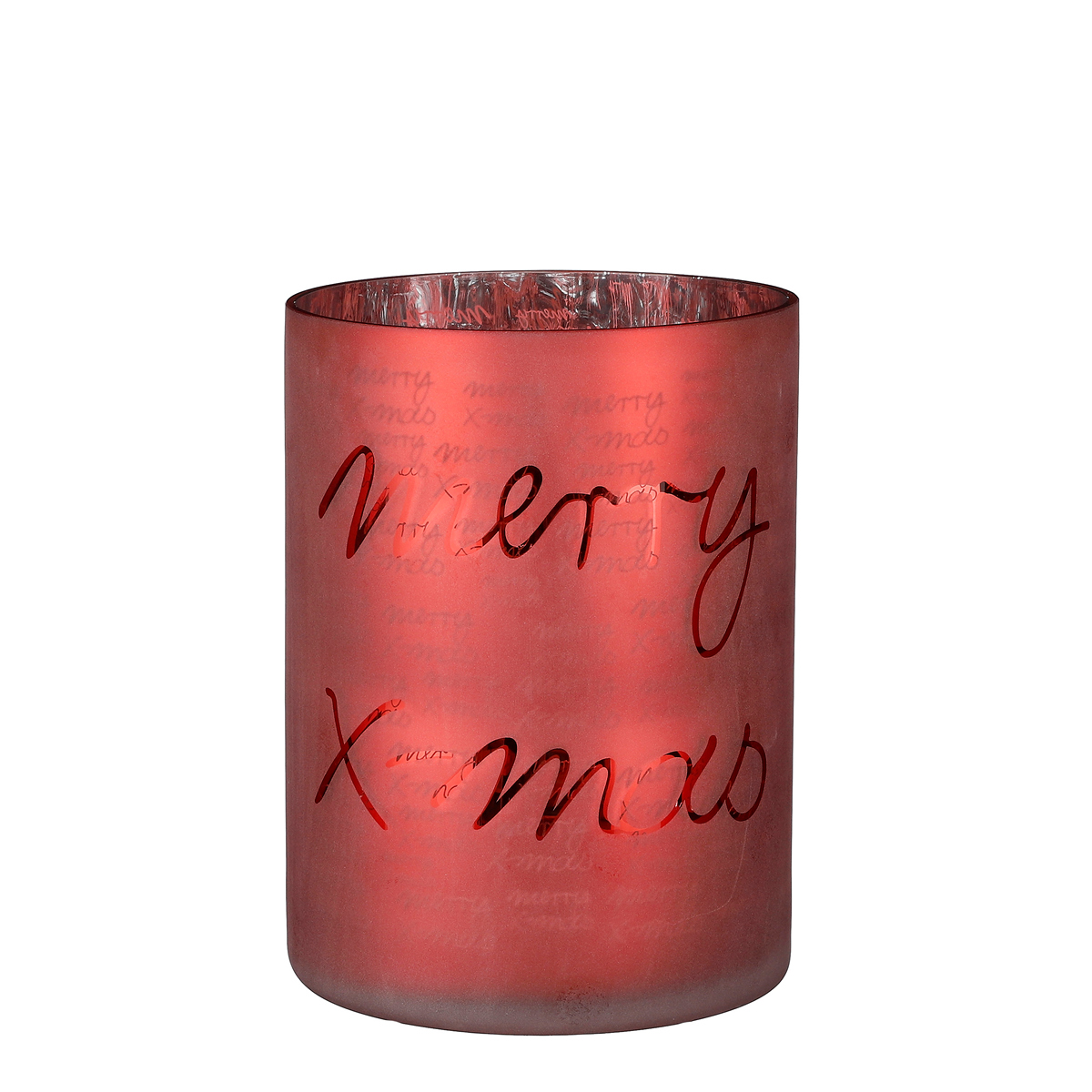 ΚΗΡΟΠΗΓΙΟ ME ΕΥΧΗ MERRY CHRISTMAS Arya ΣΚ.ΚΟΚΚΙΝΟ - h20 d15cm ΓΥΑΛΙ image