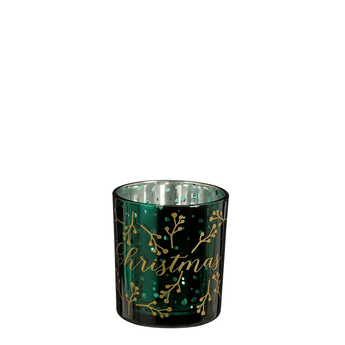 ΚΗΡΟΠΗΓΙΟ xmas berry ΠΡΑΣΙΝΟ H8 D7cm ΓΥΑΛΙ image