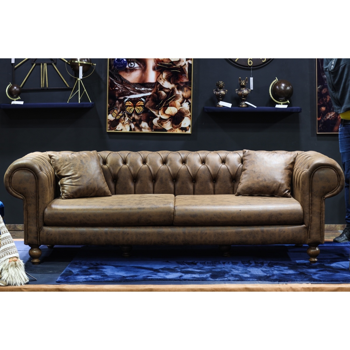 ΚΑΝΑΠΕΣ PURE 3ΘΕΣΙΟΣ 234X110cm ΚΑΦΕ 2 ΜΑΞΙΛΑΡΙΑ ΜΕ ΚΟΥΜΠΙΑ ΔΕΡΜΑΤΙΝΗ image