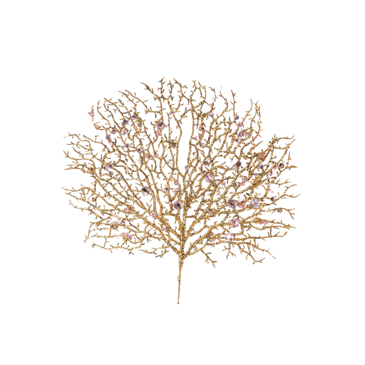ΚΟΡΑΛΙ ΚΛΑΔΙ ΧΡΥΣΟ ΜΕ GLITTER ΡΟΖ ΠΛΙΣΕ ΛΟΥΛΟΥΔΙ 58cm image
