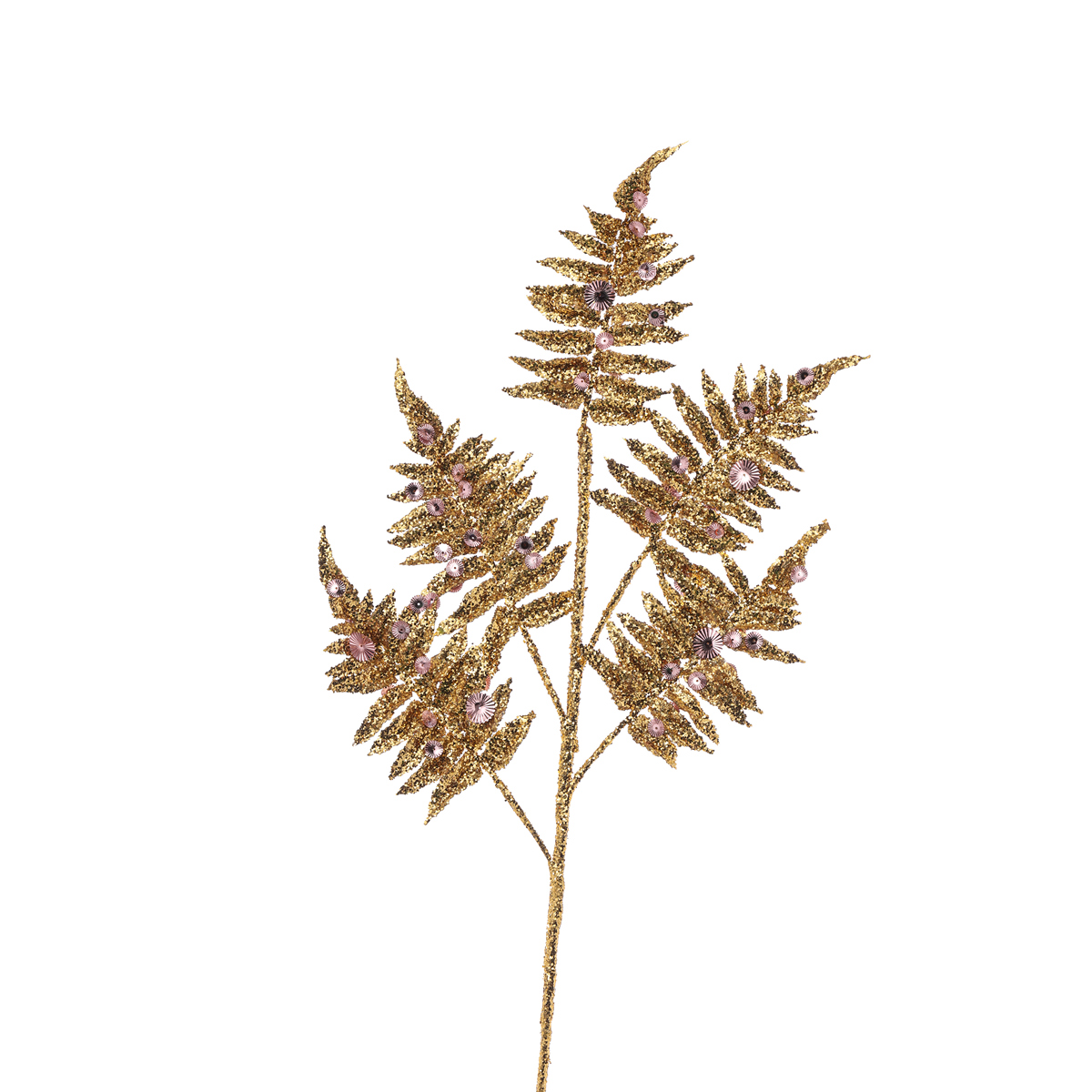 ΦΤΕΡΗ ΚΛΑΔΙ x 5 ΜΕ GLITTER ΡΟΖ ΠΛΙΣΕ ΛΟΥΛΟΥΔΙ 70cm image