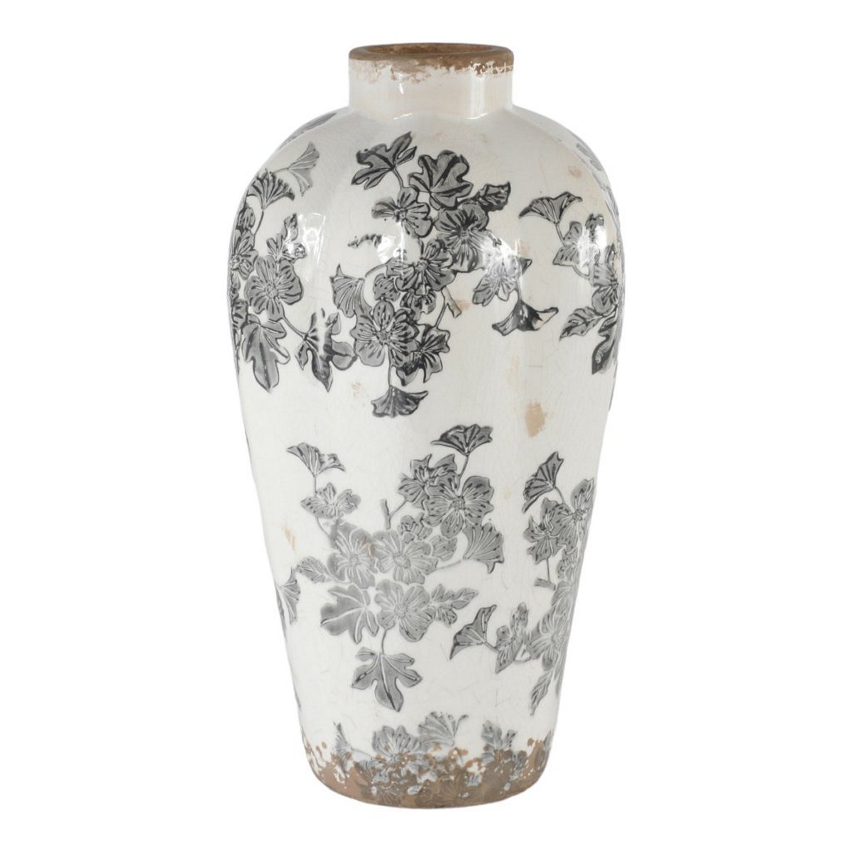 ΒΑΖΟ ΚΕΡΑΜΙΚΟ ΛΕΥΚΟ ΓΚΡΙ ΛΟΥΛΟΥΔΙΑ H34cm image