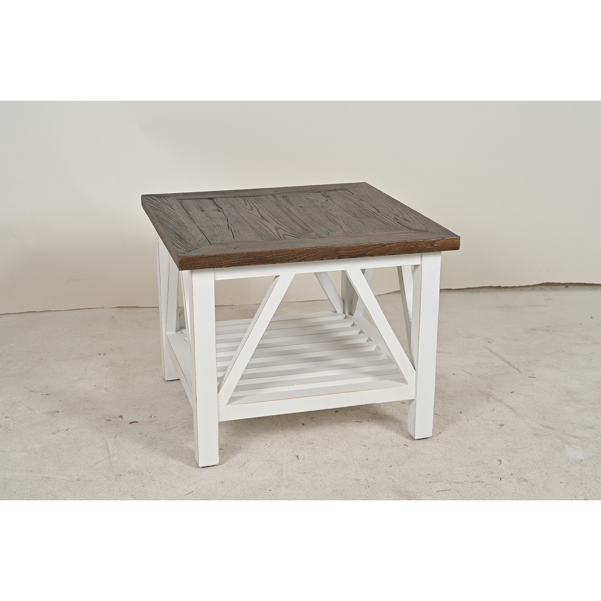 ΤΡΑΠΕΖΙ ΣΑΛΟΝΙΟΥ ΦΤΕΛΙΑ ΛΕΥΚΟ ΜΕ ΦΥΣΙΚΟ TOP 60Χ60Χ48cm image