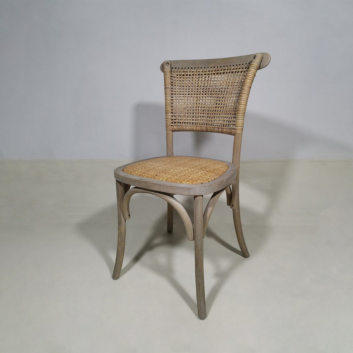ΚΑΡΕΚΛΑ TOON WOOD ANT.GREY W/RATTAN SEAT /BACK W45*D42*H47/89CM image