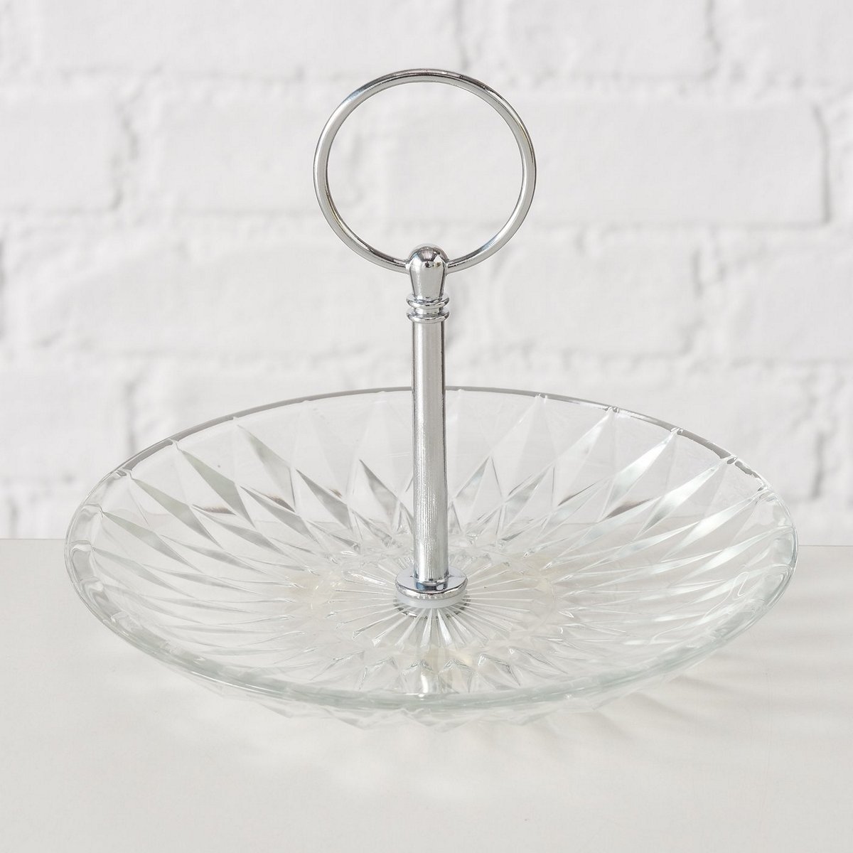 ΠΙΑΤΕΛΑ ΔΙΑΦΑΝΕΣ ΓΥΑΛΙ ΜΕ ΒΑΣΗ ΧΡΩΜΙΟ D15 H12cm 20-25-589 image