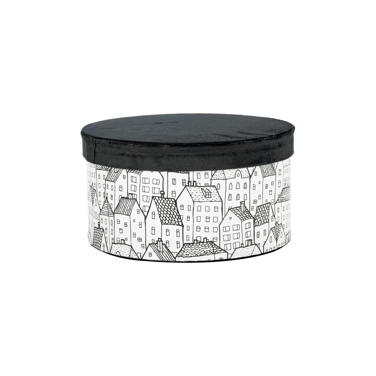 ΚΟΥΤΙ ΣΤΡΟΓΓΥΛΟ ΜΑΥΡΟ ΒΕΛΟΥΔΟ ΛΕΥΚΟ ΜΕ ΣΠΙΤΑΚΙΑ D25-Η14 image