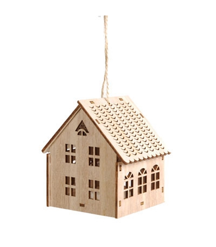 ΣΤΟΛΙΔΙ ΞΥΛΙΝΟ ΣΠΙΤΙ 8Χ8Χ10 CM ΜΕ LED ΦΩΤΑΚΙ ΣΤΟ ΕΣΩΤΕΡΙΚΟ image