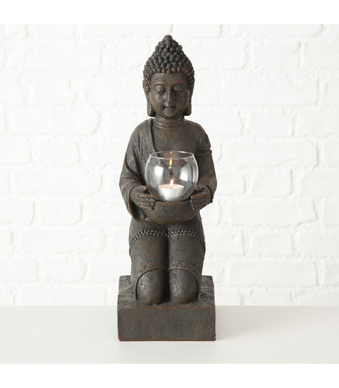 ΒΟΥΔΑΣ ΓΟΝΑΤΙΣΤΟΣ ΜΕ ΚΗΡΟΠΗΓΙΟ ΚΑΦΕ H44cm polyresin image