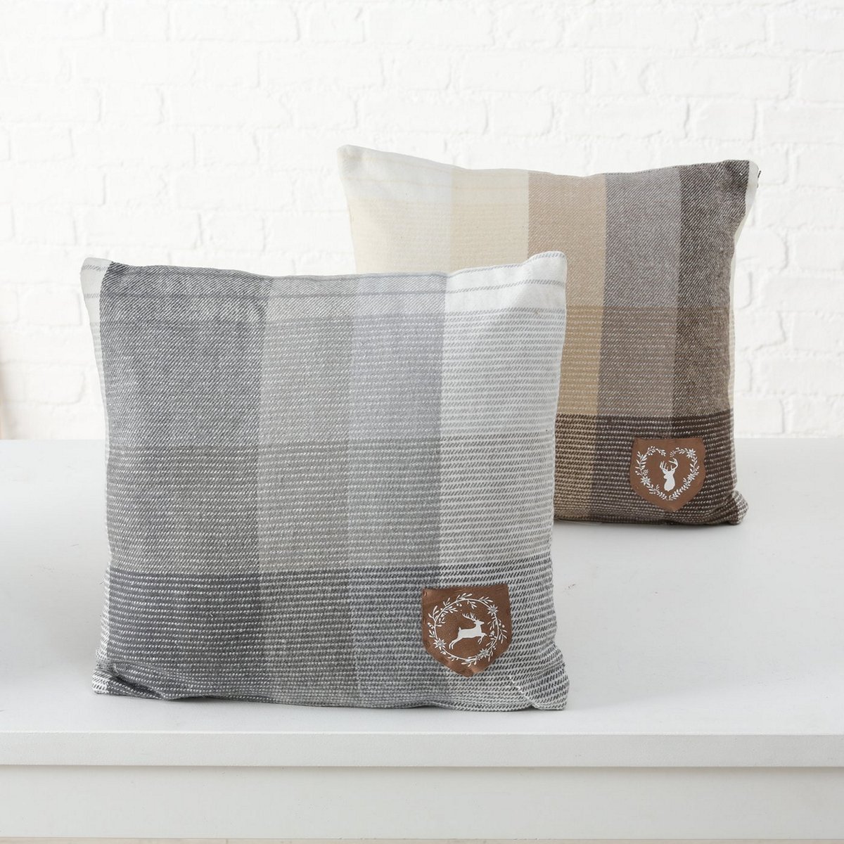 ΜΑΞΙΛΑΡΙ ΚΑΡΟ 2/ass ΓΚΡΙ/ΚΑΦΕ 45x45cm Leopold dry clean only cover: 100% cotton image