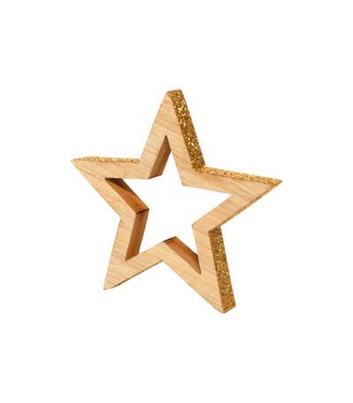 ΑΣΤΕΡΙ ΧΡΥΣΟ ΣΤΡΑΣ ΜΕΓΑΛΟ ΞΥΛΙΝΟ 24.5x21.5x2.5 image