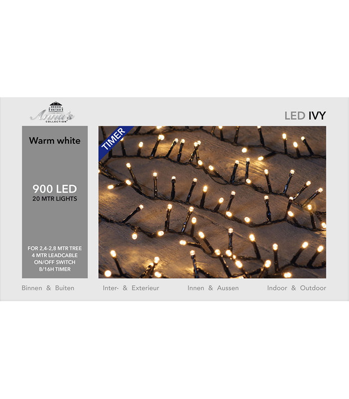 ΦΩΤΑΚΙΑ IVY 900LED/20M TIMER ΘΕΡΜΟ ΛΕΥΚΟ -5MM CONCAVE LED - 4MTR LEAD CABLE BLACK - 31V/IP44 ΜΕΤΑΣΧΗΜ 6VA ΜΕ ΛΕΙΤΟΥΡΓΙΑ image