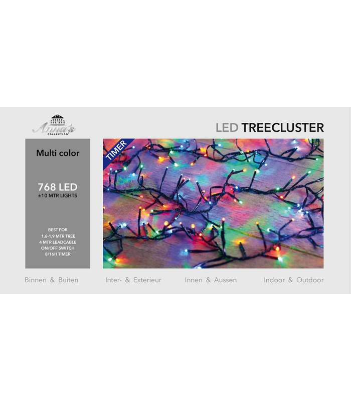 ΦΩΤΑΚΙΑ ΠΟΛΥΧΡΩΜΑ 768LED TREECLUSTER 10M TIMER/ - 4MTR LEADCABLE - 36V/IP44 ΜΕΤΑΣΧΗΜ 6VA ΜΕ ΛΕΙΤΟΥΡΓΙΑ ON//OFF 8/16H image