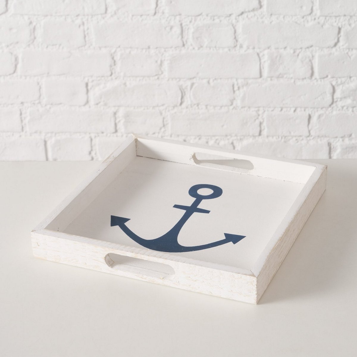 ΔΙΣΚΟΣ Hallig ΣΧΕΔΙΟ ΑΓΚΥΡΑ ΜΑΥΡΗ ΞΥΛΟ ΛΕΥΚΟ 24Χ24Χ3cm 20-26-205 image