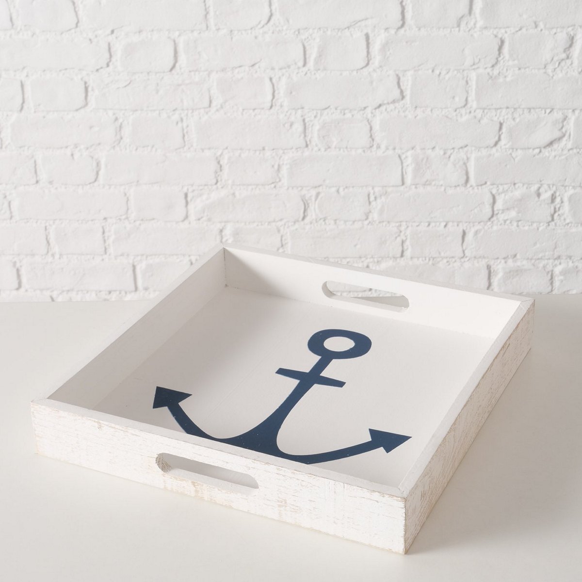 ΔΙΣΚΟΣ Hallig ΣΧΕΔΙΟ ΑΓΚΥΡΑ ΜΑΥΡΗ ΞΥΛΟ ΛΕΥΚΟ 32x32x5cm 20-26-205 image