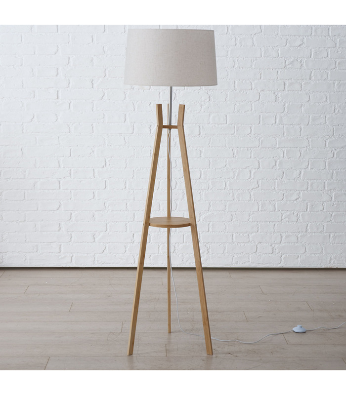 ΛΑΜΠΑ ΔΑΠΕΔΟΥ ΤΡΙΠΟΔΑΣ ΜΕ ΚΑΠΕΛΟ ΜΠΕΖ Aval Η153cm ΦΥΣΙΚΟ ΞΥΛΟ image