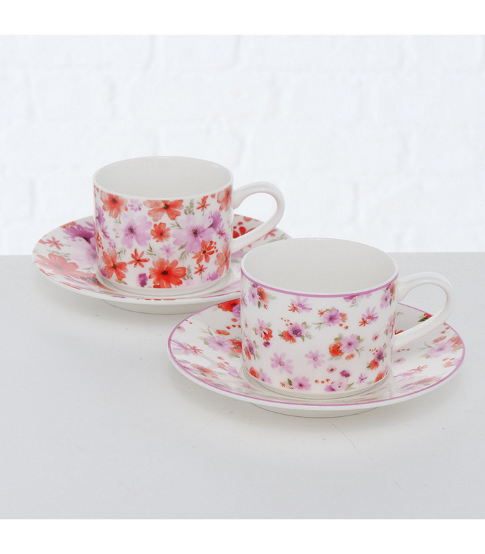 ΦΛΥΤΖΑΝΙ ΜΕ ΠΙΑΤΑΚΙ 2/ASS ΣΧΕΔΙΟ ΑΝΘΗ ΡΟΖ/ΛΕΥΚΟ Rosella Dishwasher safe D16 H7cm New Bone ΠΟΡΣΕΛΑΝΗ image