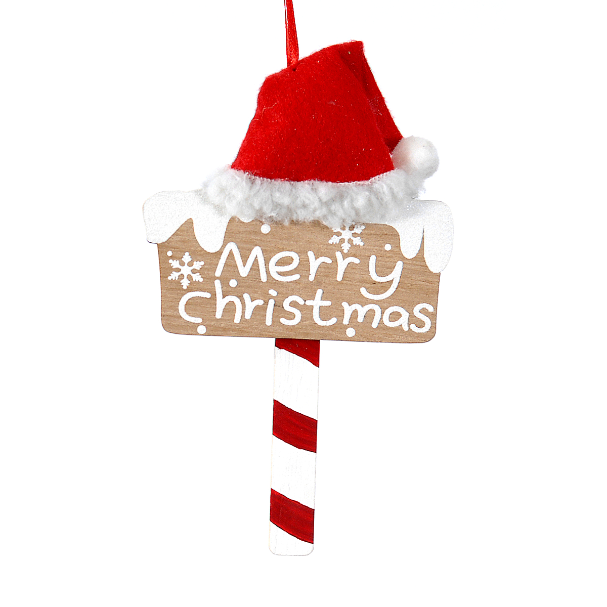 ΠΙΝΑΚΙΔΑ ΚΡΕΜΑΣΤΗ 20cm MERRY CHRISTMAS ΚΑΙ ΣΚΟΥΦΟ ΑΙ-ΒΑΣΙΛΗ image